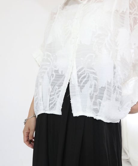 シアーリーフ刺繍ブラウス レディース ドルマンスリーブ / Ripple blouse