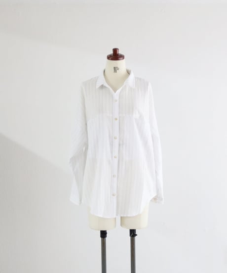 ストライプシャツ レディース コットン100% オーバーサイズ 長袖ブラウス / STRIPE COTTON BLOUSE
