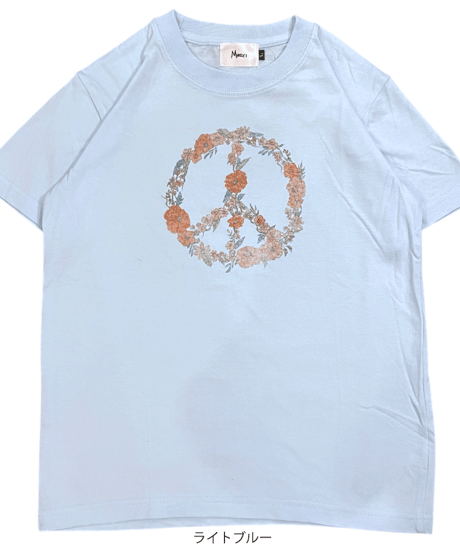 【MWEZI by ZURIsol 沖縄 子供服/キッズ ファッション/親子リンク/ペアルック】 Flower Peace プリント Tシャツ(Kids)MZ-16
