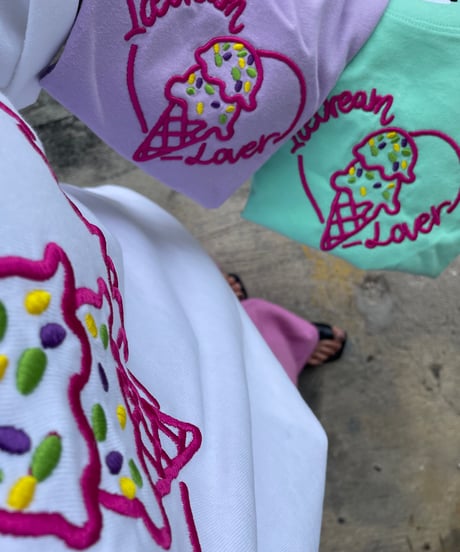 【MWEZI by ZURIsol 沖縄 子供服/キッズ ファッション/ペアルック】 Icecream Lover 刺繍Tシャツ 親子リンクコーデ対応(Kids)