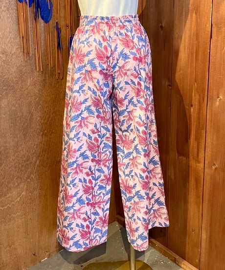 MWEZI ブロックプリント リラックスパンツ レディース Pants(BM5413）