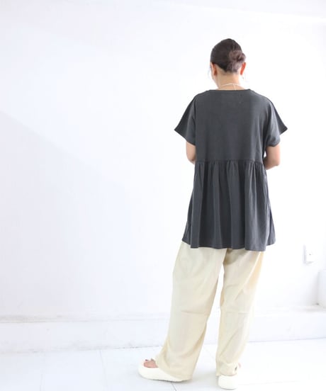 ベビードール Tシャツ レディース コットン100% ギャザー フレア 半袖トップス【MWEZI by ZURIsol 沖縄・宜野湾 セレクトショップ 通販】