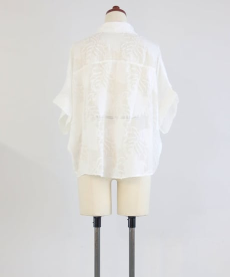 シアーリーフ刺繍ブラウス レディース ドルマンスリーブ / Ripple blouse