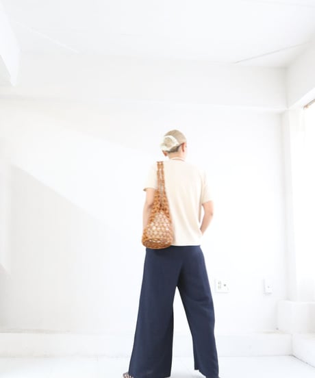 ウッドビーズ メッシュバッグ レディース 巾着付き サマーバッグ / Wood Beads Bag