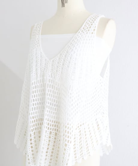 クロッシュメッシュ セットタンクトップ / Crocheted Mesh Set Tank Top