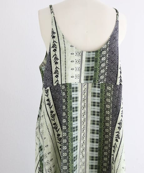 エスニック柄 ラインキャミワンピース / Ethnic line camisole dress