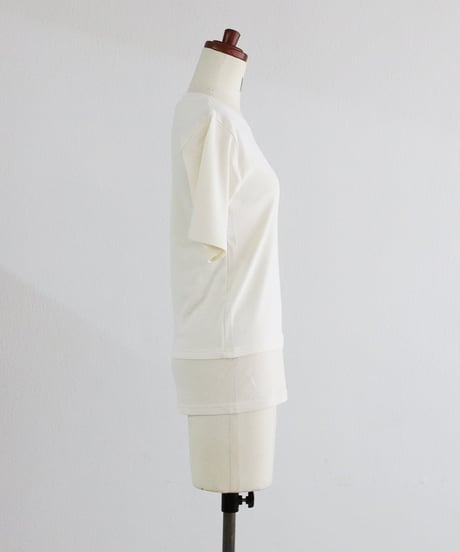 レイヤード風 半袖Tシャツ レディース 綿混 切替デザイン トップス / LAYERED STYLE T-SHIRTS