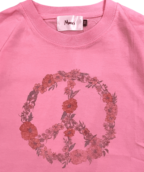 【MWEZI by ZURIsol 沖縄 子供服/キッズ ファッション/親子リンク/ペアルック】 Flower Peace プリント Tシャツ(Kids)MZ-16