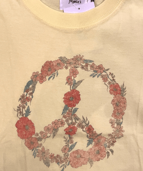 【MWEZI by ZURIsol 沖縄 子供服/キッズ ファッション/親子リンク/ペアルック】 Flower Peace プリント Tシャツ(Kids)MZ-16