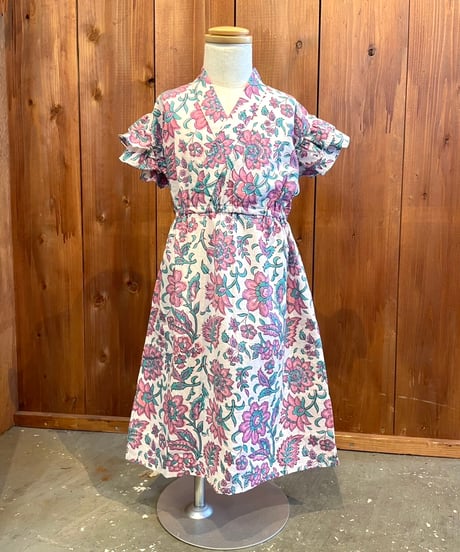 MWEZI キッズ ブロックプリント 浴衣ワンピース Kids Yukata Dress