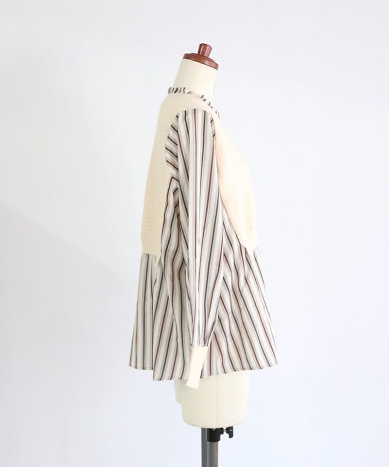 ストライプ×ニット トップ(W5W2059H) | MWEZI by ZURIsol oki