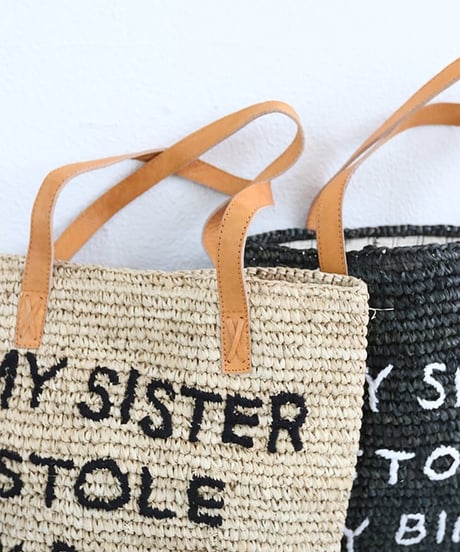 【MWEZI by ZURIsol 沖縄 バッグ 通販】STOLE MY BIRKIN BAG ラフィア トート レディース 牛革ハンドル 刺繍