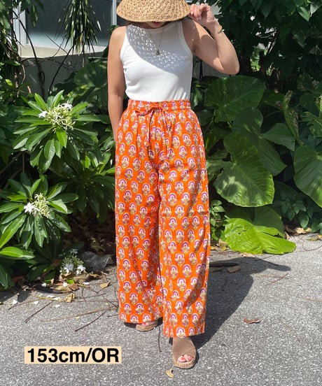 【MWEZI by ZURIsol 沖縄 レディースファッション 通販/親子/ペアルック】ブロックプリント リラックスパンツ Pants (BM5404)