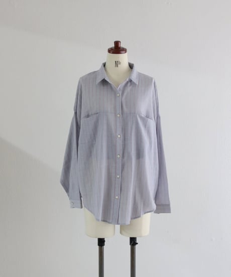ストライプシャツ レディース コットン100% オーバーサイズ 長袖ブラウス / STRIPE COTTON BLOUSE