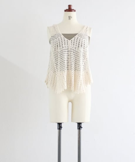 クロッシュメッシュ セットタンクトップ / Crocheted Mesh Set Tank Top