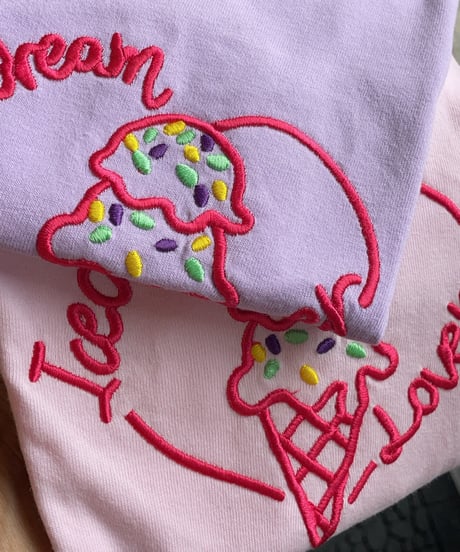 【MWEZI by ZURIsol 沖縄 子供服/キッズ ファッション/ペアルック】 Icecream Lover 刺繍Tシャツ 親子リンクコーデ対応(Kids)