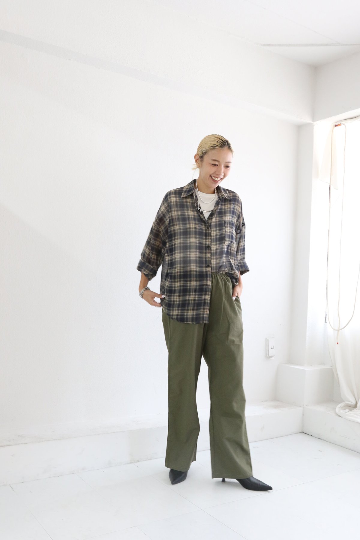 ✨極美品✨芽風 イージーパンツ サルエルパンツ センソユニコ チェック ✨極美品✨芽風 イージーパンツ サルエルパンツ センソユニコ