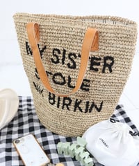 【MWEZI by ZURIsol 沖縄 バッグ 通販】STOLE MY BIRKIN BAG ラフィア トート レディース 牛革ハンドル 刺繍