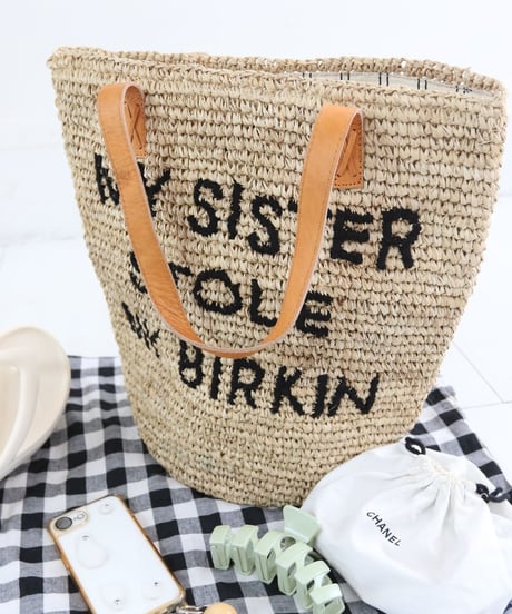 【MWEZI by ZURIsol 沖縄 バッグ 通販】STOLE MY BIRKIN BAG ラフィア トート レディース 牛革ハンドル 刺繍