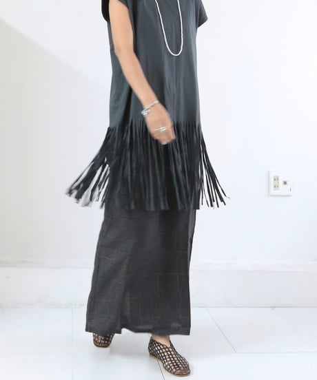 フリンジトップス レディース ロング丈 綿100% FRINGE TOPS