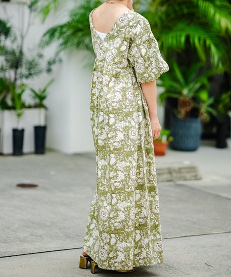 MWEZI ブロックプリント 2WAY ワンピース レディース Dress(BM5408）