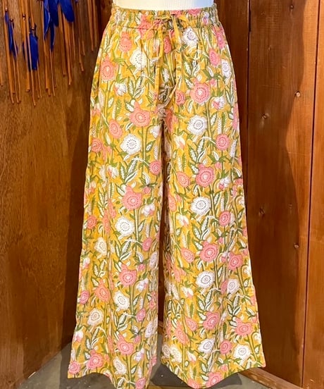 【MWEZI by ZURIsol 沖縄 レディースファッション 通販/親子/ペアルック】ブロックプリント リラックスパンツ Pants (BM5404)