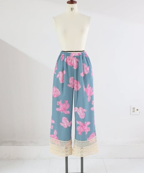 フラワープリントレースパンツ / Flower Print Lace Pants 【MWEZI by ZURIsol 沖縄 リゾートファッション 通販】レディース
