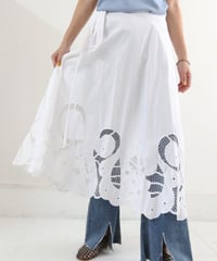 カットワークレース ロングスカート レディース コットン100% フレアスカート / CUT WORK CIRCULAR SKIRT