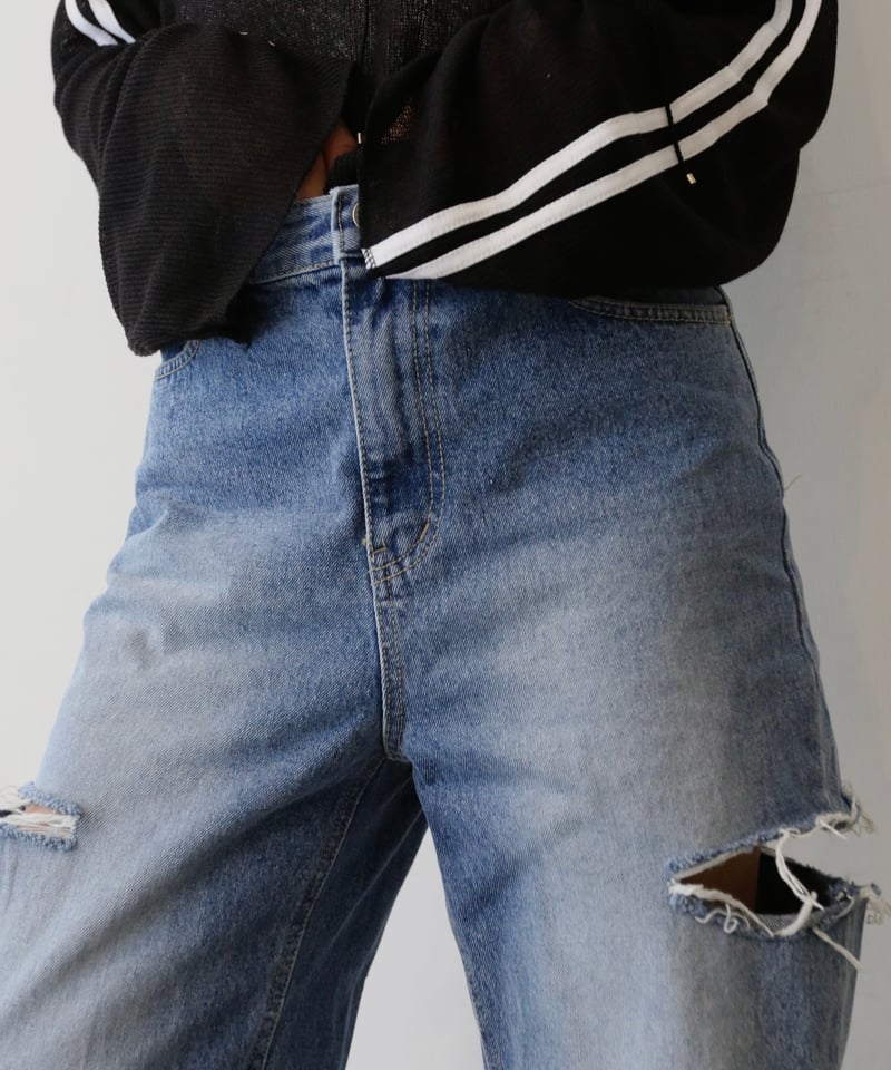 WHOO-AA・Cut Out Denim Pants カット アウト デニム パンツ(W4W WHOO-AA・Cut Out Denim Pants カット アウト デニム パンツ(W4W