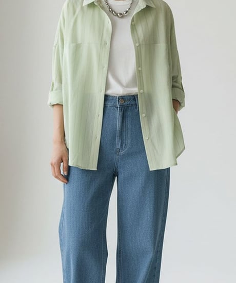 ストライプシャツ レディース コットン100% オーバーサイズ 長袖ブラウス / STRIPE COTTON BLOUSE