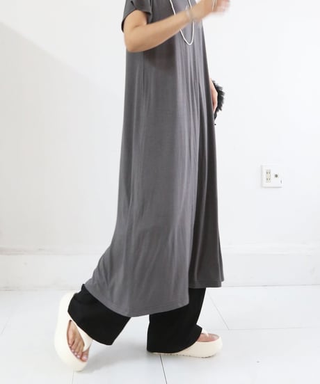 とろみフレアワンピース レディース ロング丈 / Flowy T-shirt dress