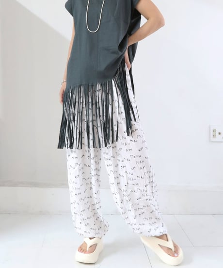 フリンジトップス レディース ロング丈 綿100% FRINGE TOPS