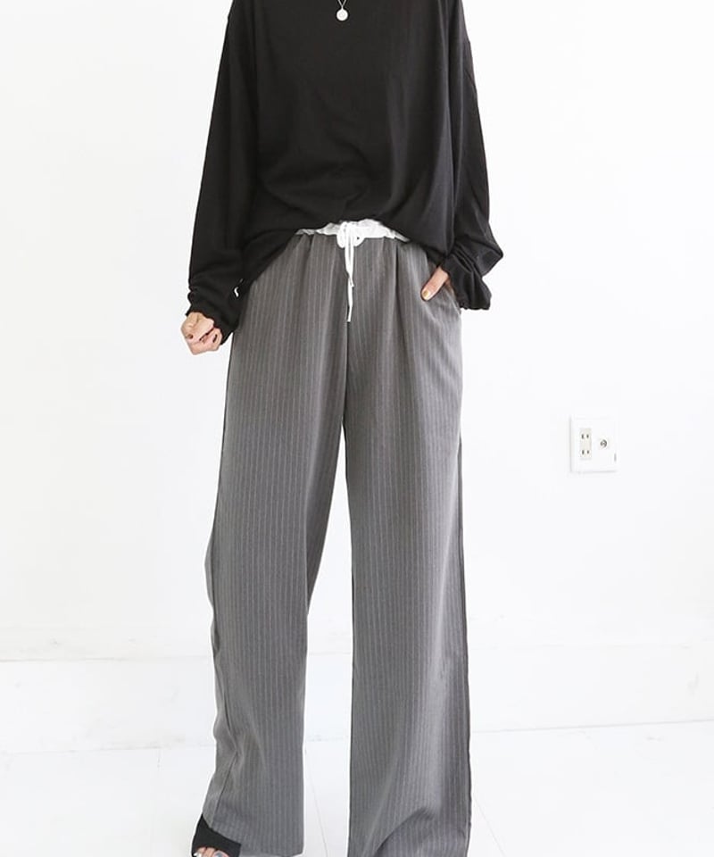 oblisk オベリスク ラメストライプスラックス セール】ストライプワイドスラックス（スラックス）｜1chaku