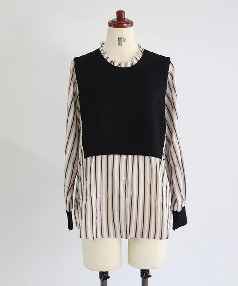 ストライプ×ニット トップ(W5W2059H) | MWEZI by ZURIsol oki