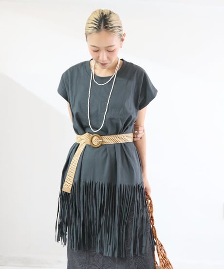 フリンジトップス レディース ロング丈 綿100% FRINGE TOPS