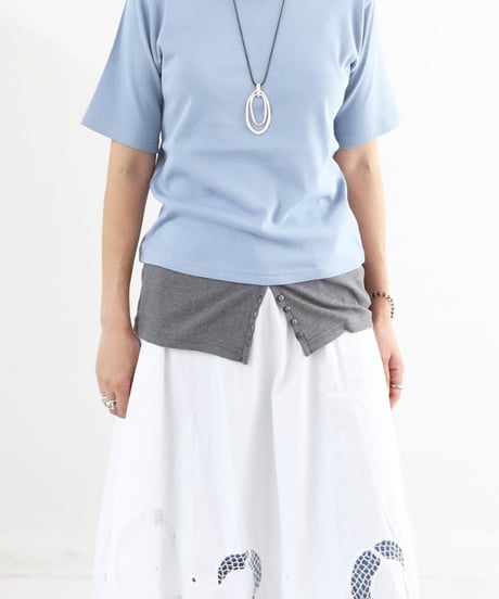 レイヤード風 半袖Tシャツ レディース 綿混 切替デザイン トップス / LAYERED STYLE T-SHIRTS