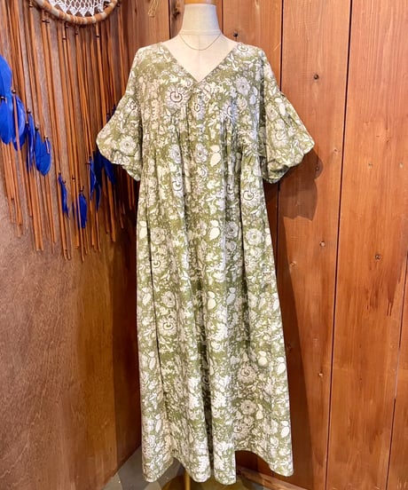 MWEZI ブロックプリント 2WAY ワンピース レディース Dress(BM5408）