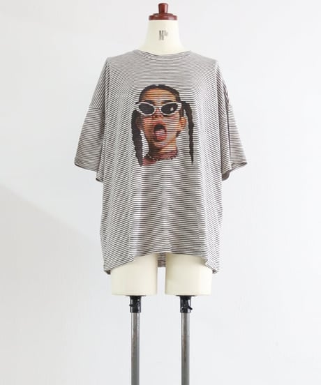 ボーダー GIRL プリント Tシャツ レディース オーバーサイズ 半袖 ボーダー【MWEZI by ZURIsol 沖縄 セレクトショップ 通販】
