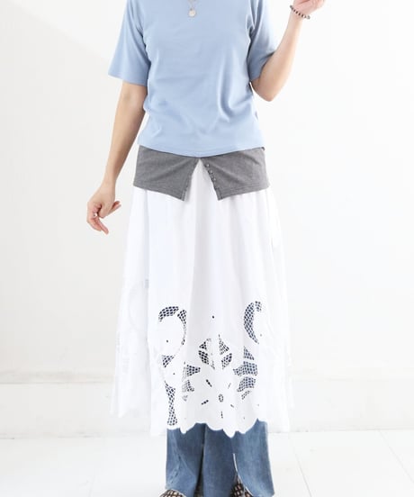 カットワークレース ロングスカート レディース コットン100% フレアスカート / CUT WORK CIRCULAR SKIRT
