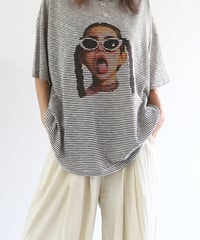 ボーダー GIRL プリント Tシャツ レディース オーバーサイズ 半袖 ボーダー【MWEZI by ZURIsol 沖縄 セレクトショップ 通販】