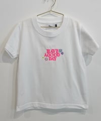 MWEZI キッズ 刺繍Tシャツ Have a Good Day 半袖Tシャツ 子供服 ホワイト(Kids)MZ5-10