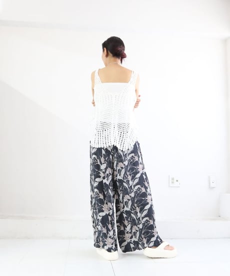 花柄ワイドパンツ レディース レーヨン100% イージーパンツ / FLOWER PANTS