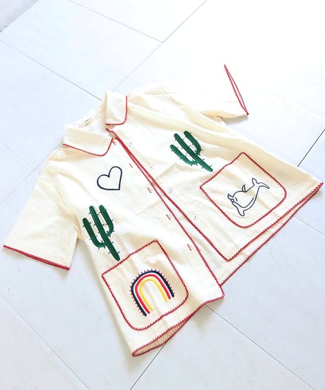 【MWEZI by ZURIsol 沖縄・宜野湾 レディースファッション 通販】サボテン 刺繍 シャツ