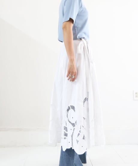 カットワークレース ロングスカート レディース コットン100% フレアスカート / CUT WORK CIRCULAR SKIRT