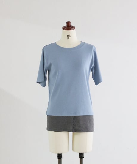 レイヤード風 半袖Tシャツ レディース 綿混 切替デザイン トップス / LAYERED STYLE T-SHIRTS