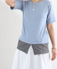 レイヤード風 半袖Tシャツ レディース 綿混 切替デザイン トップス / LAYERED STYLE T-SHIRTS