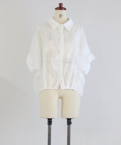 シアーリーフ刺繍ブラウス レディース ドルマンスリーブ / Ripple blouse