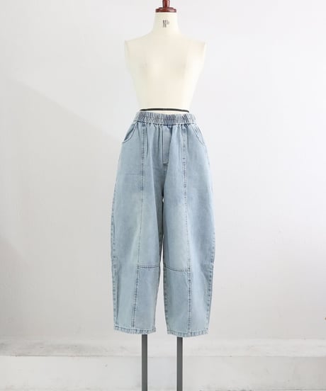 コクーンデニムパンツ レディース ワイドシルエット / switch light denim