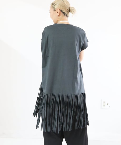 フリンジトップス レディース ロング丈 綿100% FRINGE TOPS