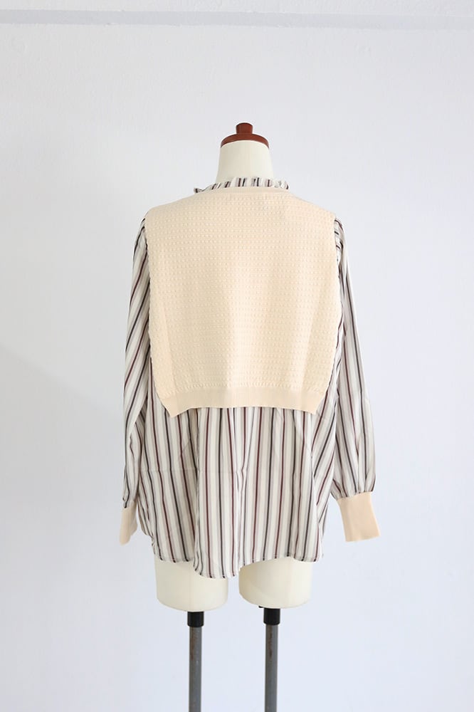 inscrire ハイブリッド　ウールストライプ　　ストライプ　cityshop ストライプ×ニット トップ(W5W2059H) | MWEZI by ZURIsol oki